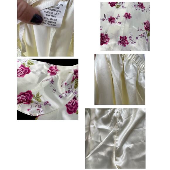 Vintage Cinema Etoile Pajama Set Women Small Floral 2 Piece Silky NOS Tags READ - Picture 6 of 16